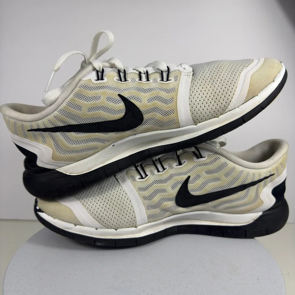 Nike Men Sneakers Free 5.0 Mesh Running Lightweight White‎ Black US 11
